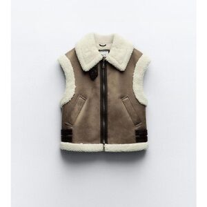 Zara Shearling Vest with Zipper